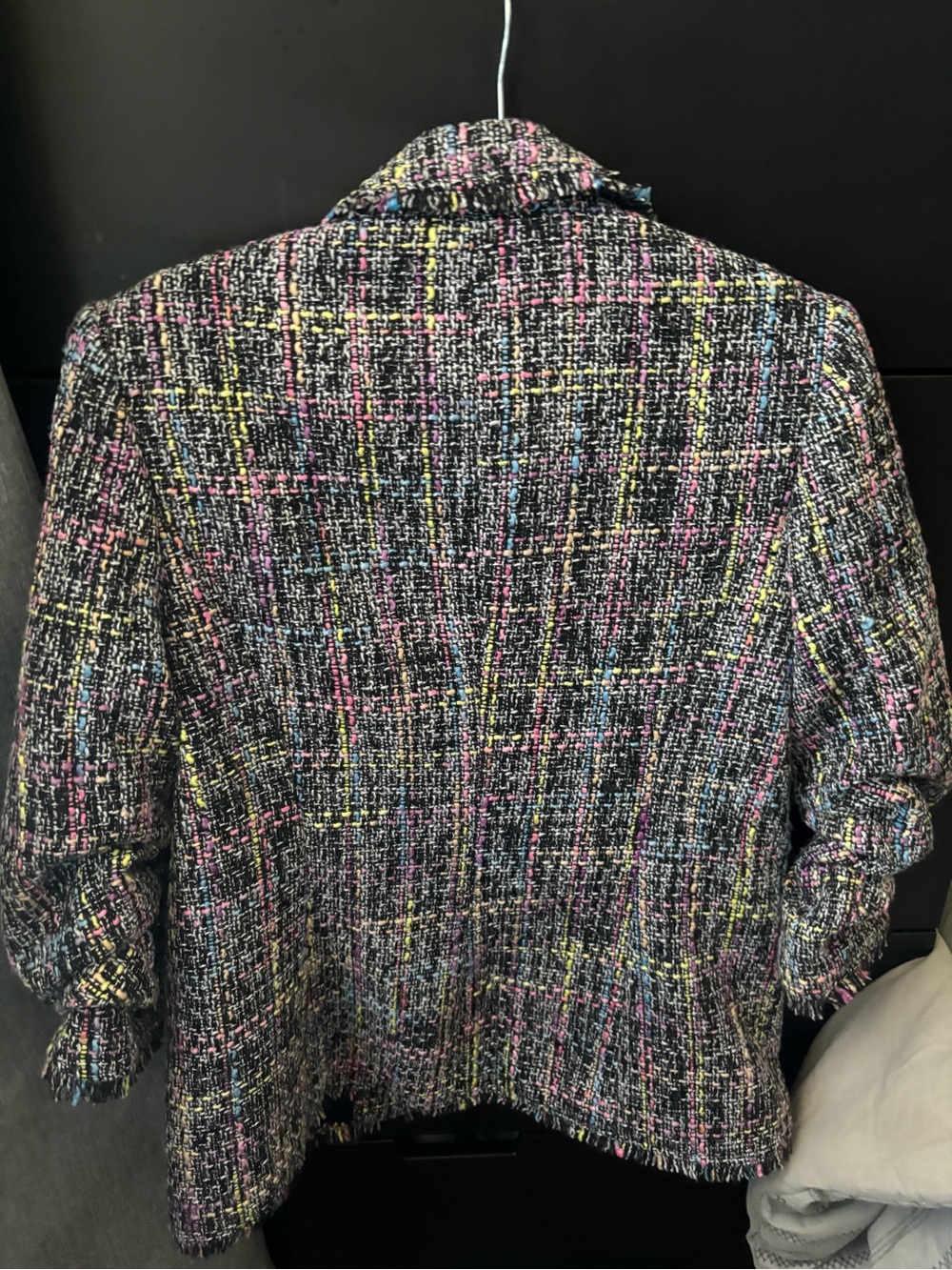 cinq a sept Black Tweed Blazer with Pink, Blue & Yellow Accents - Picture 3 of 3
